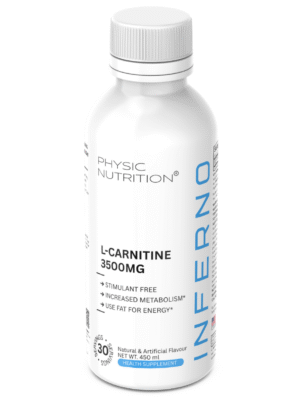 Physic Nutrition INFERNO L-Carnitine 3500mg Sugar-Free, Stimulant-Free Liquid Fat Burner Supports Metabolism & Fat Loss 450ml Natural & Artificial Flavour front